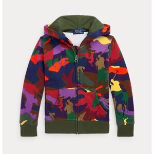 Polo Ralph Lauren Boys Size S (8) Full Zip Fleece Hoody Sweatshirt Pony Camo EUC